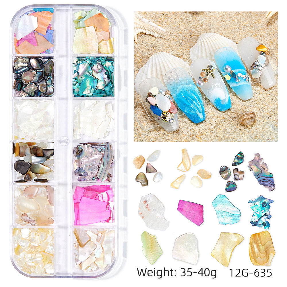 Wholesale Ocean Series Nail Art Jewelry Natural Shell Slices Abalone Slices Starfish Metal Rivets Pearl Small Stone Accessories